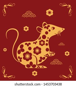 Rat zodiac sign, vector illustration