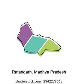 Ratanagarh, Madhya Pradesh City of India Country map vector illustration design template, vector with outline graphic sketch style on white background