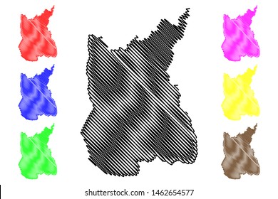 Ratanakiri Province (Kingdom of Cambodia, Kampuchea, Provinces of Cambodia) map vector illustration, scribble sketch Ratanak Kiri map