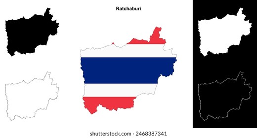 Ratchaburi province outline map set