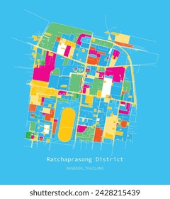 Ratchaprasong District Bangkok,colorful street map,vector image for marketing ,digital product ,wall art and poster prints.