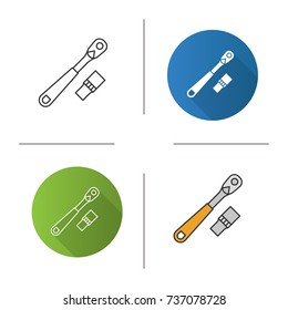 Ratchet icon. Flat design, linear and color styles. Isolated vector illustrations