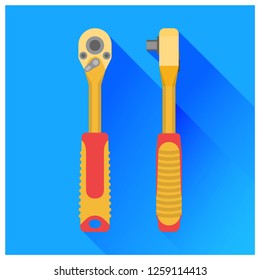 Ratchet wrench, flat picture. Vector illustration