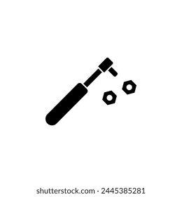 Ratchet Wrench and Nuts flat vector icon. Simple solid symbol isolated on white background