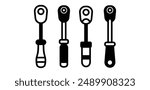 ratchet wrench tool icon vector design black white color simple illustration collection set