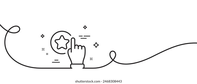 Rate button line icon. Continuous one line with curl. Best ranking sign. Rating symbol. Rate button single outline ribbon. Loop curve pattern. Vector