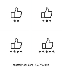 Rate Button set, stars and thumb up, voting concept. Stock vector illustration isolated on white background.