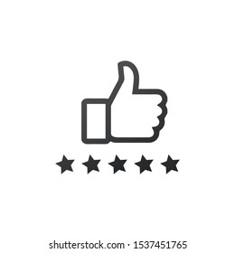Rate Button, stars and thumb up, voting concept. Stock vector illustration isolated on white background.