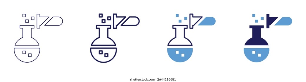 Icono de constante de frecuencia en 4 estilos diferentes. Línea delgada, línea, línea en negrita, duotono. Estilo duotono. Trazo editable.