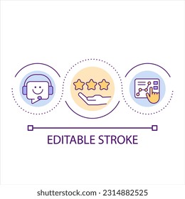 Rate customer service loop concept icon. Business type. Inbound calls. Company support abstract idea thin line illustration. Isolated outline drawing. Editable stroke. Arial font used