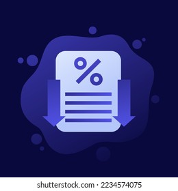 rate cut icon, percent down vector design