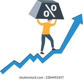 Rate, Debt burden risk from high interest rate, FED or federal reserve rate hike, loan or mortgage payment, economic recession, percentage interest rate burden.
