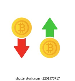 La tasa de monedas digitales cae y aumenta. Ilustración del vector