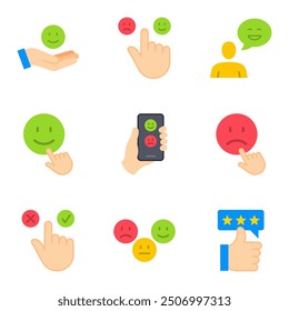rate or feedback icons set, five stars positive review, concept of best ranking.