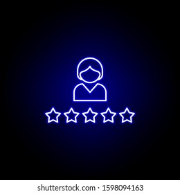 rate friendship girl outline blue neon icon. Elements of friendship line icon. Signs, symbols and vectors can be used for web, logo, mobile app, UI, UX