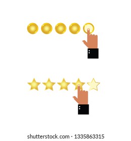 rate with hand icon vector illustration in colorful