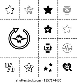 Rate icon. collection of 13 rate filled and outline icons such as heartbeat search, star, heartbeat. editable rate icons for web and mobile.