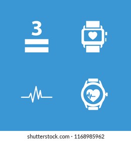 Rate icon. collection of 4 rate filled icons such as 3 allowed, heartbeat. editable rate icons for web and mobile.