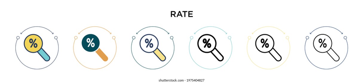 Rate icon in filled, thin line, outline and stroke style. Vector illustration of two colored and black rate vector icons designs can be used for mobile, ui, web