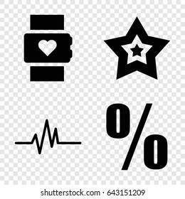 Rate icons set. set of 4 rate filled icons such as heartbeat, star, percent