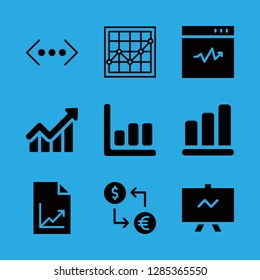 rate icons set with line chart, analysis and business bars graphic vector set