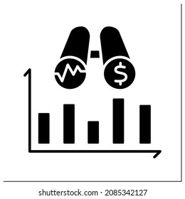 Rate Of Interest Glyph Icon. Financial Planning, Stock Trend Arrows. Personal And Corporate Investment, Income Planning And Market Volatility.Filled Flat Sign. Isolated Silhouette Vector Illustration