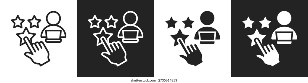 Rate Line And Solid Icon In White And Black Background