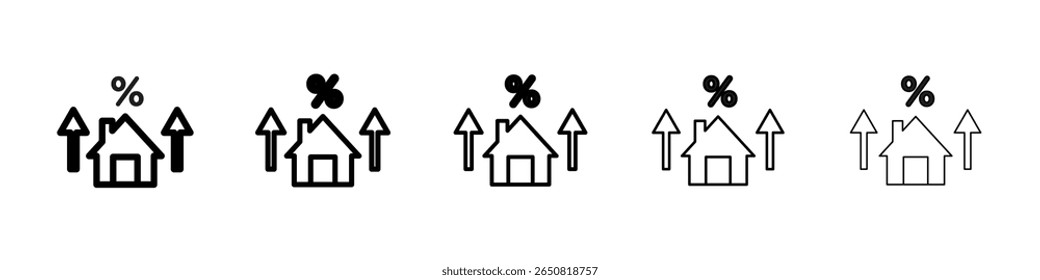 Tasa de Vector aislado del icono de la hipoteca en el conjunto del fondo blanco