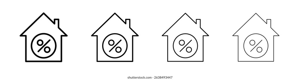 Rate for mortgage icon Outline sign symbol set
