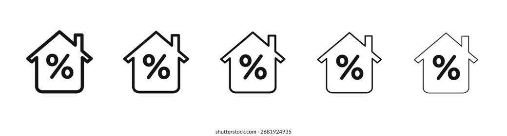 Rate for mortgage icon vector outline set illustration sign