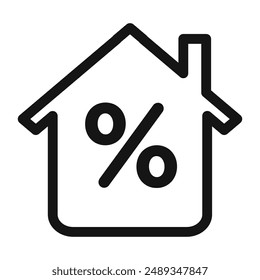 Rate for mortgage icon Vector symbol or sign set collection in black and white outline