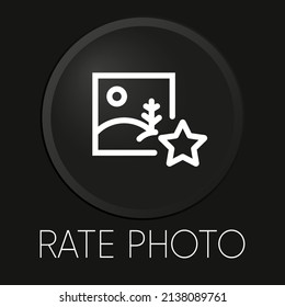 Icono de la línea vectorial mínima de la foto del botón 3D aislado en el fondo negro. Vector Premium.