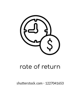 Rate of return icon. Trendy modern flat linear vector Rate of return icon on white background from thin line business collection, editable outline stroke vector illustration