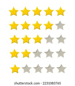 Rate review and feedback concept. Sticker review us of 5 stars