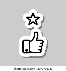 Rate of service, star simple icon vector. Flat design. Sticker with shadow on gray background.ai