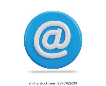 at the rate sign on email icon 3d rendering vector illustration