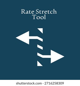 Rate Stretch Tool Icon Vektor - Video Editing Geschwindigkeit Tempo Timeline Diagonale Pfeile Symbol White Dark Teal Blue UI Interface Button Media Production Software Dauer Play-back Professionelles kreatives Design