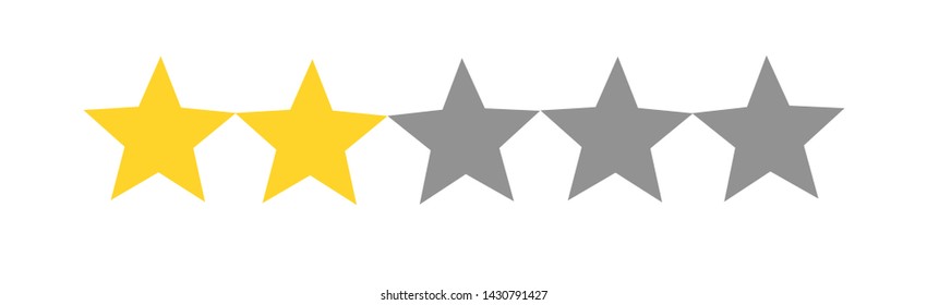 Rate us concept - 2 Star rating on white background, Customer product satisfaction review flat icon for apps and websites