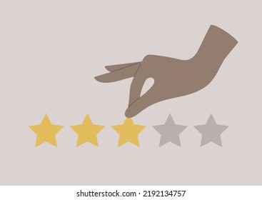 Rate us concept, a hand holding a star, costumer service quality