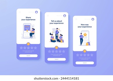 Rate us share feedback illustration on Ui mobile onboard template