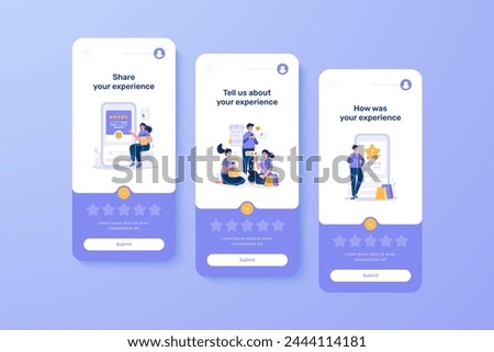 Rate us share feedback illustration on Ui mobile onboard template