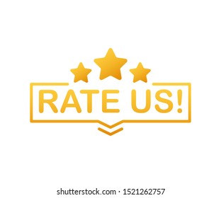 Rate us. Speech bubble on white background. Vector illustration.