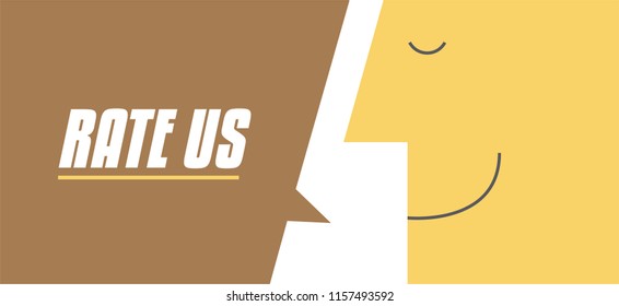 Rate us speech bubble vector illustration . Man saying Rate us. Business and Digital marketing concept for website and banners promotions