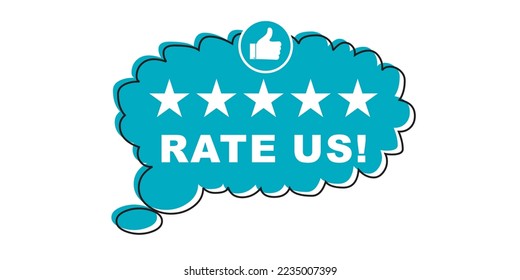 Rate us! User rating concept. Review and give us a star. Business concept. Leave a review and rating.