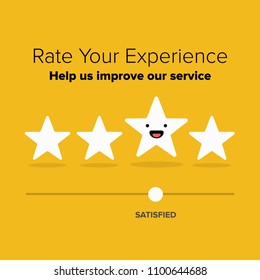 Rate Your Experience Feedback With Smiling Happy Star Emoji Icon 