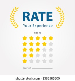 rate your experience for reviews product,restaurant,company,hotel,website and mobile applications.1-5 stars rating illustration vector