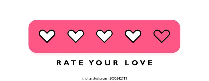 Rate your love. Love measuring indicator with hearts isolated on white background. Design concept for love meter and Valentines day. Vector illustration.