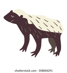 Ratel. Vector illustration, isolate on white  background