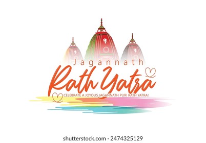 Rath Yatra for Lord Jagannath, Balabhadra and Subhadra.Vector illustration