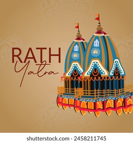 Rath Yatra vector. Happy Rath Yatra holiday background celebration for Lord Jagannath.